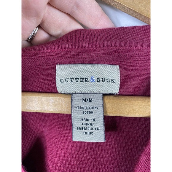 OU Sooners Sweater Medium Mens Red Knit Cutter & Buck Pullover Oklahoma - Picture 4 of 4